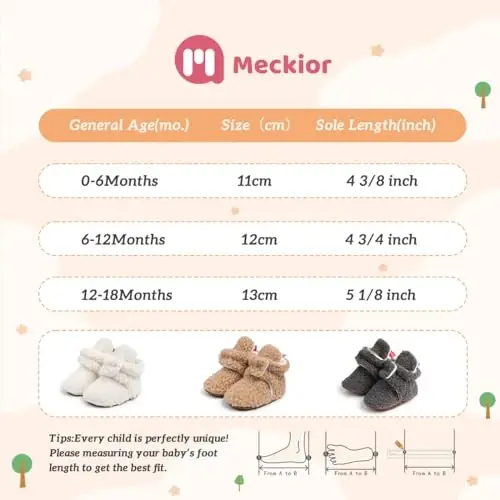 Meckior Newborn Infant Baby Girls Boys Warm Fleece Winter Booties First Walkers Slippers Shoes - 2