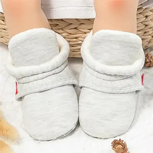Meckior Newborn Infant Baby Girls Boys Warm Fleece Winter Booties First Walkers Slippers Shoes - MECKIOR (1)