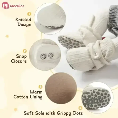Meckior Newborn Infant Baby Girls Boys Warm Fleece Winter Booties First Walkers Slippers Shoes - MECKIOR