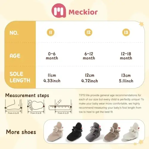 Meckior Newborn Infant Baby Girls Boys Warm Fleece Winter Booties First Walkers Slippers Shoes - 2