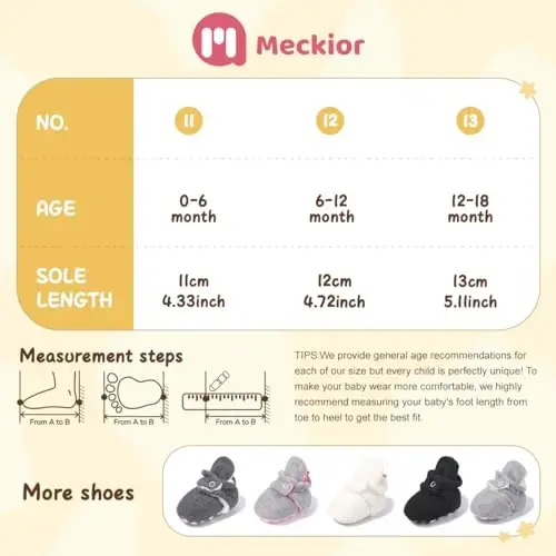 Meckior Newborn Infant Baby Girls Boys Warm Fleece Winter Booties First Walkers Slippers Shoes - 2