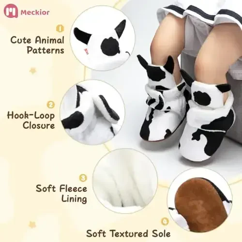 Meckior Newborn Infant Baby Girls Boys Warm Fleece Winter Booties First Walkers Slippers Shoes - MECKIOR