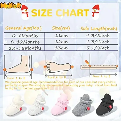 Meckior Newborn Infant Baby Girls Boys Warm Fleece Winter Booties First Walkers Slippers Shoes - 6