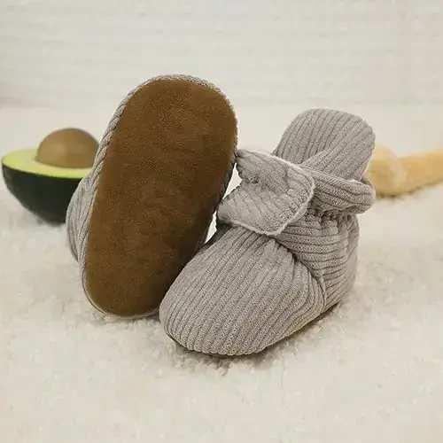 Meckior Newborn Infant Baby Girls Boys Warm Fleece Winter Booties First Walkers Slippers Shoes - 6