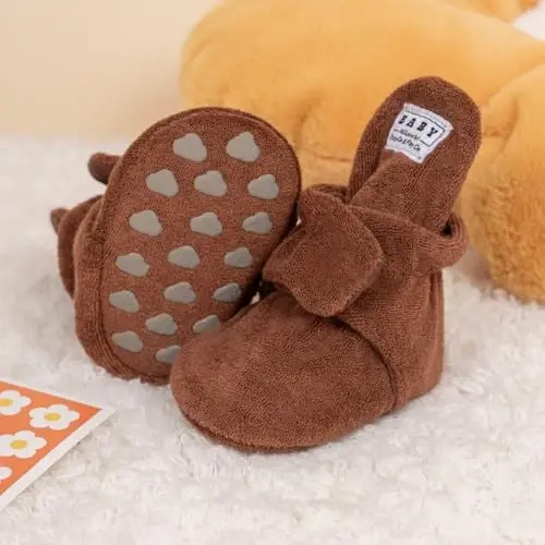 Meckior Newborn Infant Baby Girls Boys Warm Fleece Winter Booties First Walkers Slippers Shoes - 5