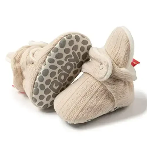 Meckior Newborn Infant Baby Girls Boys Warm Fleece Winter Booties First Walkers Slippers Shoes - 3