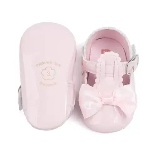 Meckior Newborn Baby Girls Dress Shoes Infant Bowknot Soft Sole Mary Jane Moccasins Baptism Christening Crib Shoes Wedding Princess Flats 