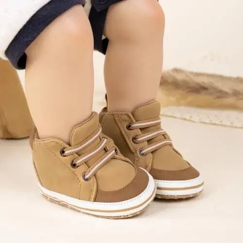 Meckior Toddler Baby Boys Girls High Tops Ankle Sneakers Soft Anti-Slip Sole PU Leather Moccasins Infant Newborn Prewalker First Walking Crib Shoes - 2