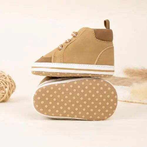 Meckior Toddler Baby Boys Girls High Tops Ankle Sneakers Soft Anti-Slip Sole PU Leather Moccasins Infant Newborn Prewalker First Walking Crib Shoes - 4