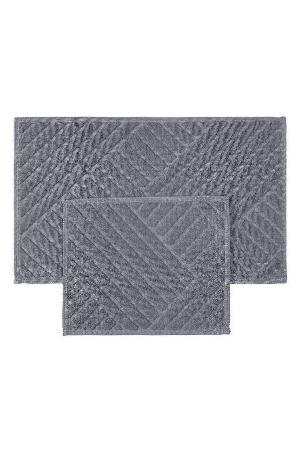 Medea Grey 2 Piece Cotton Bath Mat Set 60x100 60x50 8593 - 4