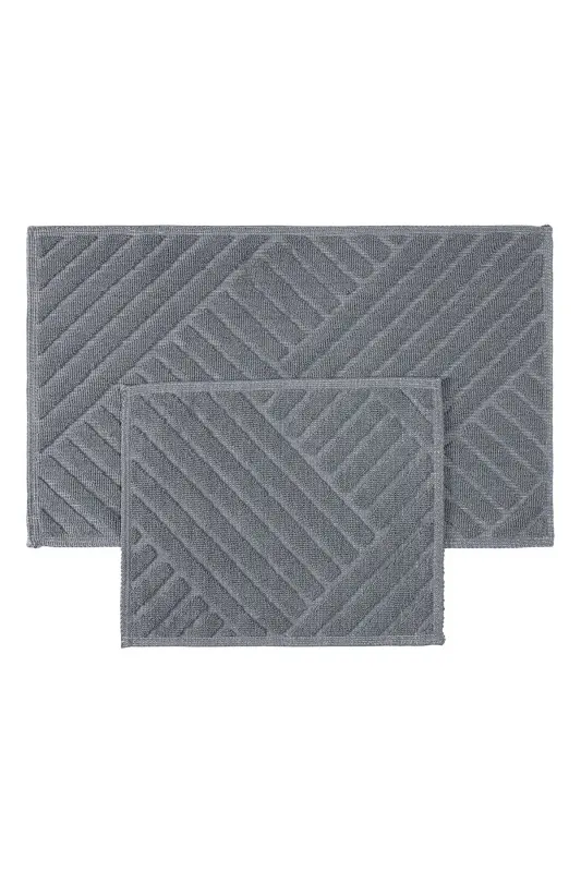 Medea Kulrang 2 dona Paxta Vanna Xonasi Gilam To'plami 60x100 60x50 8593 - 5