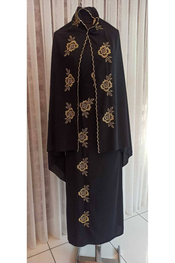 Medina Silk Embroidered Prayer Dress & Hijab, Silk Robe, Dowry Prayer Dress & Robe - 4