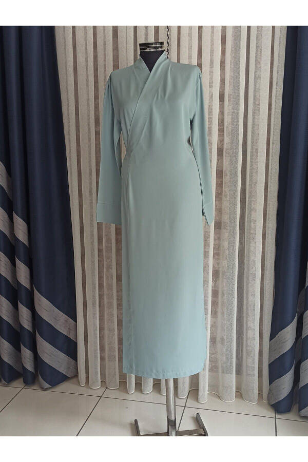 Medina Silk Embroidered Wrap Prayer Dress+Shawl Silk Robe Dowry Prayer Dress - 2