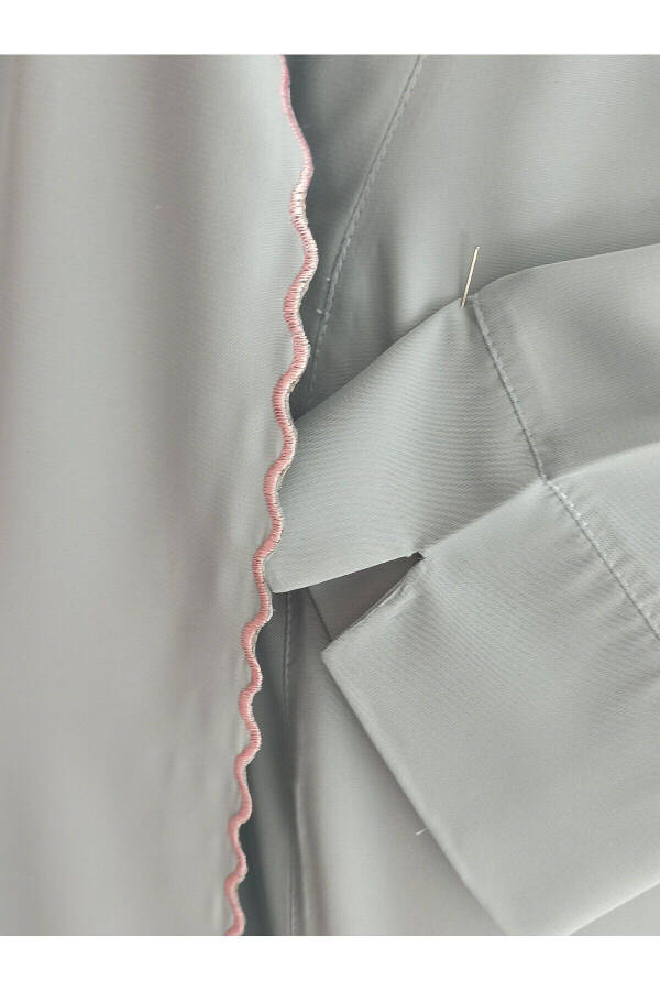 Medina Silk Embroidered Wrap Prayer Dress+Shawl Silk Robe Dowry Prayer Dress - 4