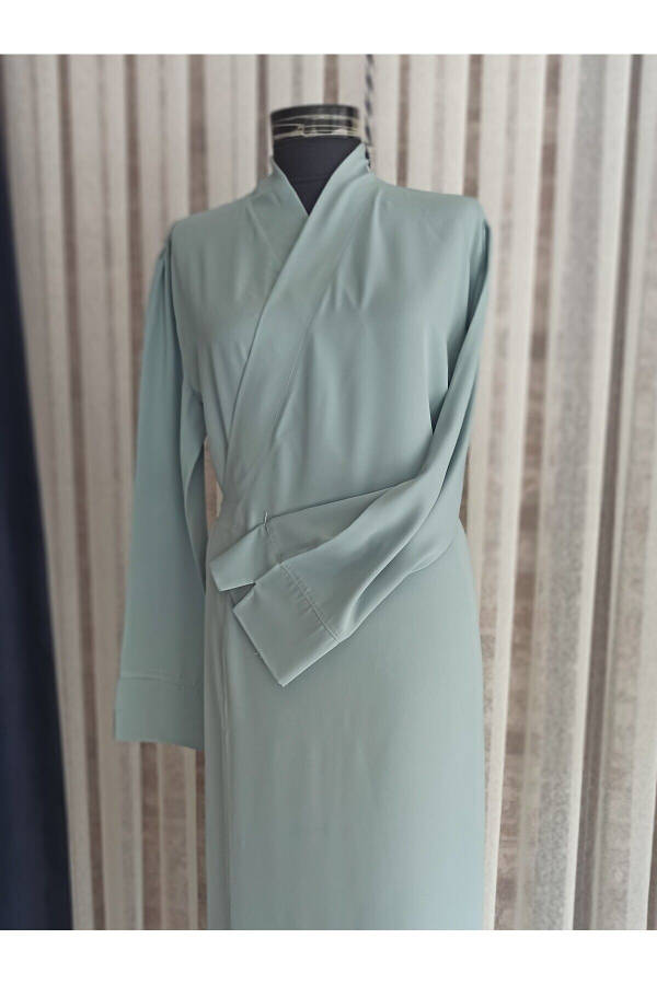 Medina Silk Embroidered Wrap Prayer Dress+Shawl Silk Robe Dowry Prayer Dress - 6