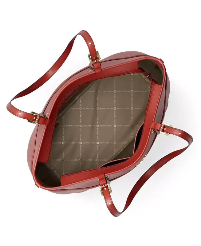 Medium Leather Top Zip Pocket Tote-Luggage - 3