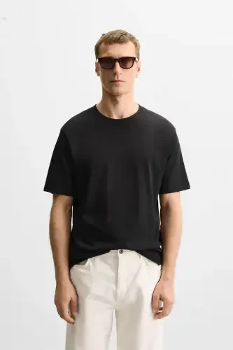 MEDIUM WEIGHT BASIC T-SHIRT - Black - MODAZONE (1)