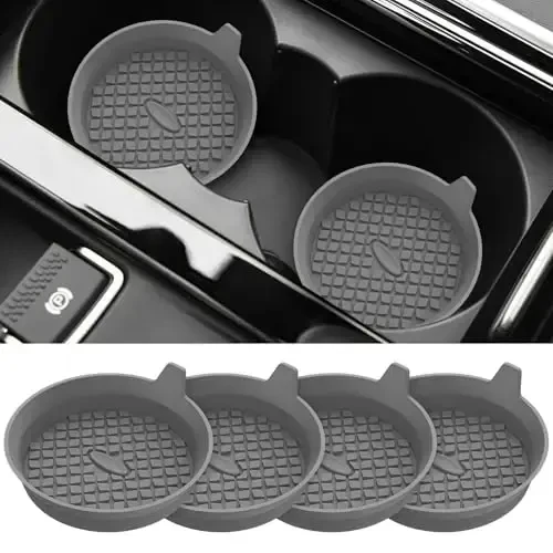 ME.FAN Car Cup Holder Coasters [4 Pack] Silicone Cups Mats, Automotive Universal Non-Slip Recessed Interior Accessories Dark Grey - ME.FAN