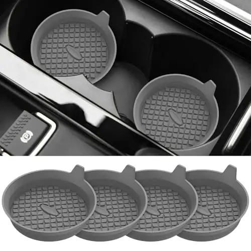 ME.FAN Car Cup Holder Coasters [4 Pack] Silicone Cups Mats, Automotive Universal Non-Slip Recessed Interior Accessories Dark Grey - 1