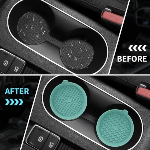 ME.FAN Car Cup Holder Coasters [4 Pack] Silicone Cups Mats, Automotive Universal Non-Slip Recessed Interior Accessories Teal Blue - 5