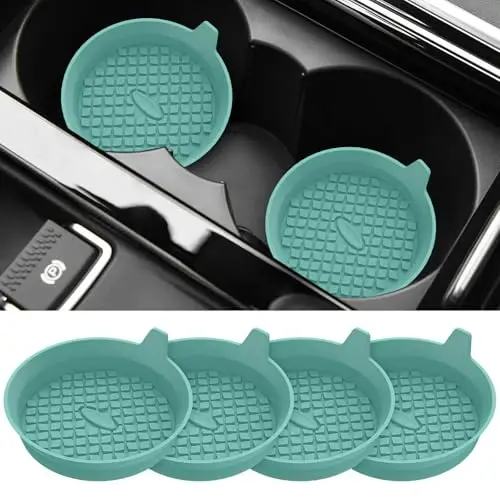 ME.FAN Car Cup Holder Coasters [4 Pack] Silicone Cups Mats, Automotive Universal Non-Slip Recessed Interior Accessories Teal Blue - 1