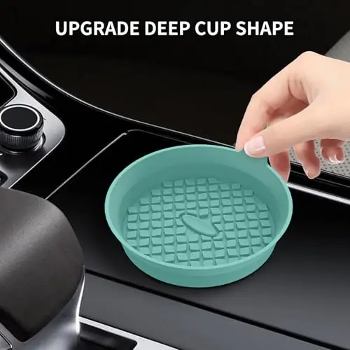 ME.FAN Car Cup Holder Coasters [4 Pack] Silicone Cups Mats, Automotive Universal Non-Slip Recessed Interior Accessories Teal Blue - 4