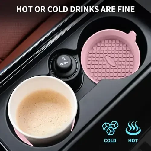 ME.FAN Car Cup Holder Coasters [4 Pack] Silicone Cups Mats, Automotive Universal Non-Slip Recessed Interior Accessories Dusty Rose - 6