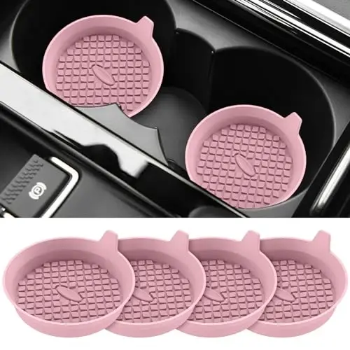 ME.FAN Car Cup Holder Coasters [4 Pack] Silicone Cups Mats, Automotive Universal Non-Slip Recessed Interior Accessories Dusty Rose - 1