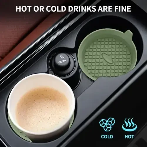 ME.FAN Car Cup Holder Coasters [4 Pack] Silicone Cups Mats, Automotive Universal Non-Slip Recessed Interior Accessories Olive Green - 6