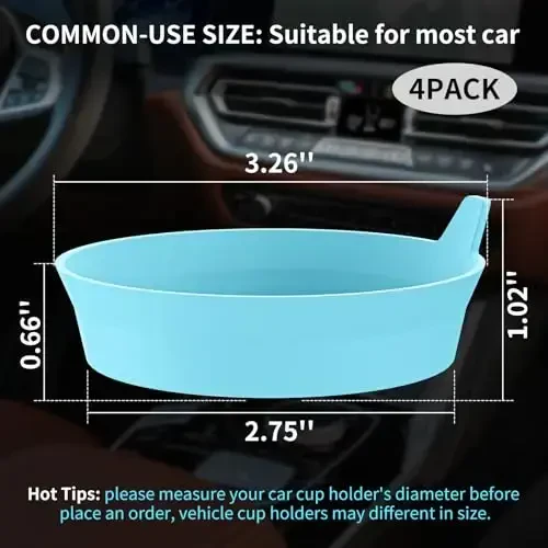 ME.FAN Car Cup Holder Coasters [4 Pack] Silicone Cups Mats, Automotive Universal Non-Slip Recessed Interior Accessories Sky Blue - ME.FAN (1)