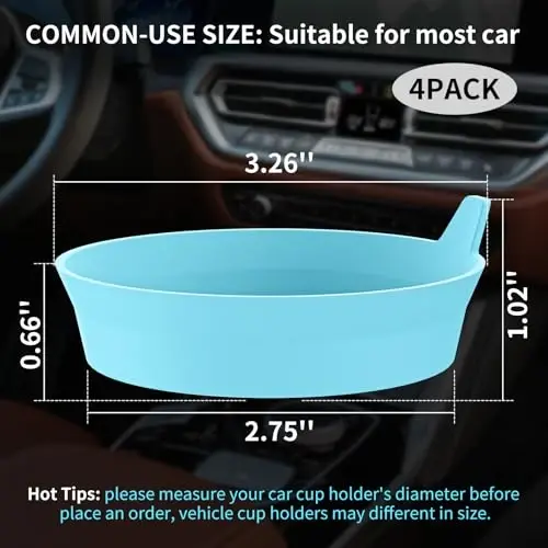 ME.FAN Car Cup Holder Coasters [4 Pack] Silicone Cups Mats, Automotive Universal Non-Slip Recessed Interior Accessories Sky Blue - 2