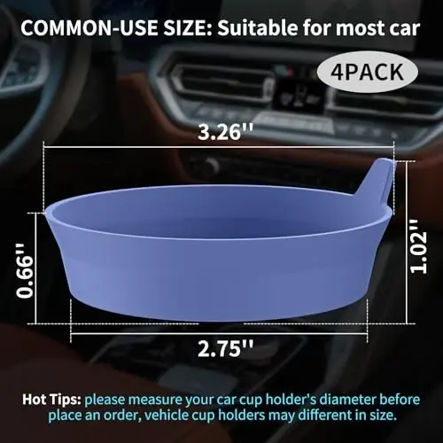 ME.FAN Car Cup Holder Coasters [4 Pack] Silicone Cups Mats, Automotive Universal Non-Slip Recessed Interior Accessories Navy Blue - ME.FAN (1)