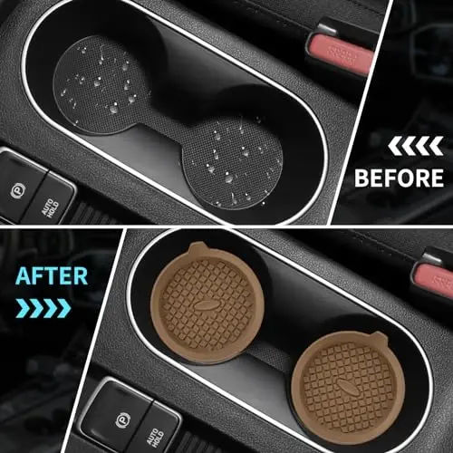 ME.FAN Car Cup Holder Coasters [4 Pack] Silicone Cups Mats, Automotive Universal Non-Slip Recessed Interior Accessories Coffee - 5