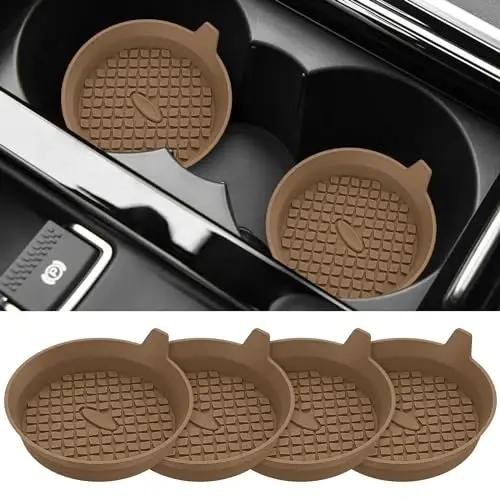 ME.FAN Car Cup Holder Coasters [4 Pack] Silicone Cups Mats, Automotive Universal Non-Slip Recessed Interior Accessories Coffee 