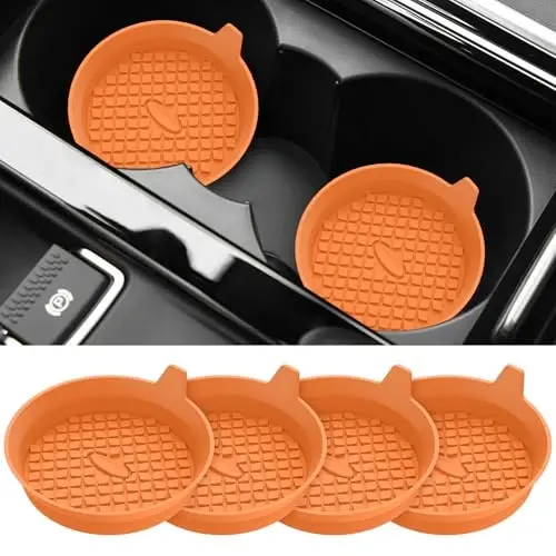 ME.FAN Car Cup Holder Coasters [4 Pack] Silicone Cups Mats, Automotive Universal Non-Slip Recessed Interior Accessories Orange - 1