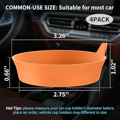 ME.FAN Car Cup Holder Coasters [4 Pack] Silicone Cups Mats, Automotive Universal Non-Slip Recessed Interior Accessories Orange - ME.FAN (1)