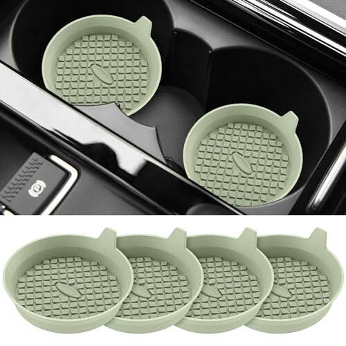 ME.FAN Car Cup Holder Coasters [4 Pack] Silicone Cups Mats, Automotive Universal Non-Slip Recessed Interior Accessories Desert Sage - 1