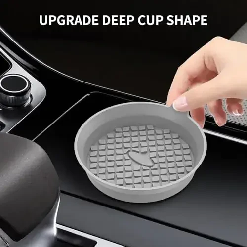 ME.FAN Car Cup Holder Coasters [4 Pack] Silicone Cups Mats, Automotive Universal Non-Slip Recessed Interior Accessories Light Grey - 4