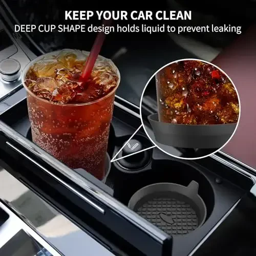 ME.FAN Car Cup Holder Coasters [4 Pack] Silicone Cups Mats, Automotive Universal Non-Slip Recessed Interior Accessories Black - 3