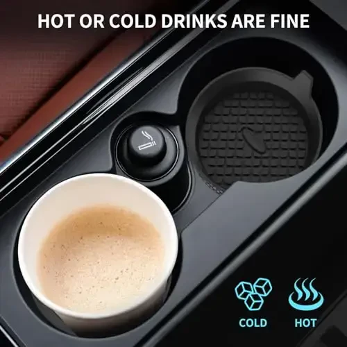 ME.FAN Car Cup Holder Coasters [4 Pack] Silicone Cups Mats, Automotive Universal Non-Slip Recessed Interior Accessories Black - 6