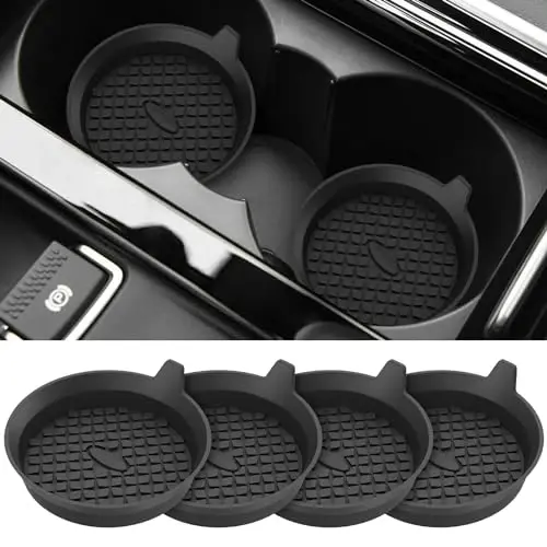 ME.FAN Car Cup Holder Coasters [4 Pack] Silicone Cups Mats, Automotive Universal Non-Slip Recessed Interior Accessories Black - ME.FAN