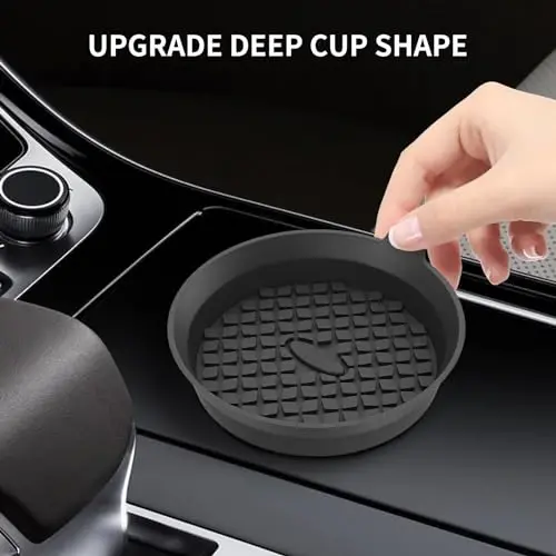 ME.FAN Car Cup Holder Coasters [4 Pack] Silicone Cups Mats, Automotive Universal Non-Slip Recessed Interior Accessories Black - 4