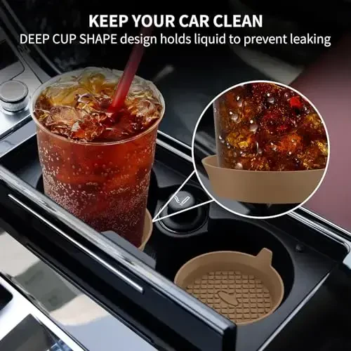 ME.FAN Car Cup Holder Coasters [4 Pack] Silicone Cups Mats, Automotive Universal Non-Slip Recessed Interior Accessories Coffee - 3