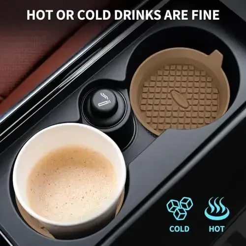 ME.FAN Car Cup Holder Coasters [4 Pack] Silicone Cups Mats, Automotive Universal Non-Slip Recessed Interior Accessories Coffee - 6
