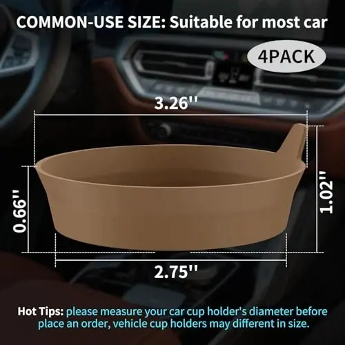 ME.FAN Car Cup Holder Coasters [4 Pack] Silicone Cups Mats, Automotive Universal Non-Slip Recessed Interior Accessories Coffee - 2