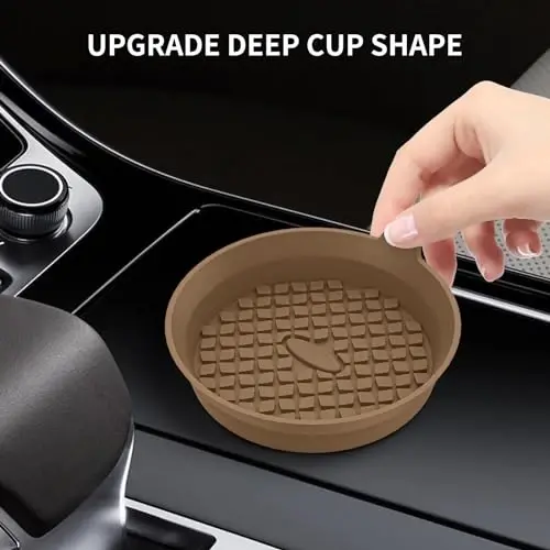 ME.FAN Car Cup Holder Coasters [4 Pack] Silicone Cups Mats, Automotive Universal Non-Slip Recessed Interior Accessories Coffee - 4