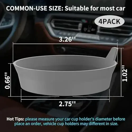 ME.FAN Car Cup Holder Coasters [4 Pack] Silicone Cups Mats, Automotive Universal Non-Slip Recessed Interior Accessories Dark Grey - 2