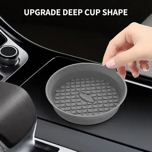 ME.FAN Car Cup Holder Coasters [4 Pack] Silicone Cups Mats, Automotive Universal Non-Slip Recessed Interior Accessories Dark Grey - 4