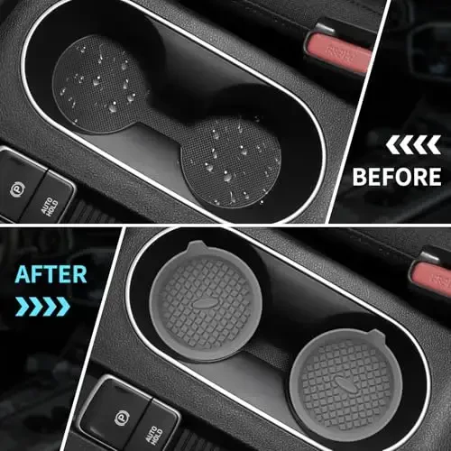 ME.FAN Car Cup Holder Coasters [4 Pack] Silicone Cups Mats, Automotive Universal Non-Slip Recessed Interior Accessories Dark Grey - 5