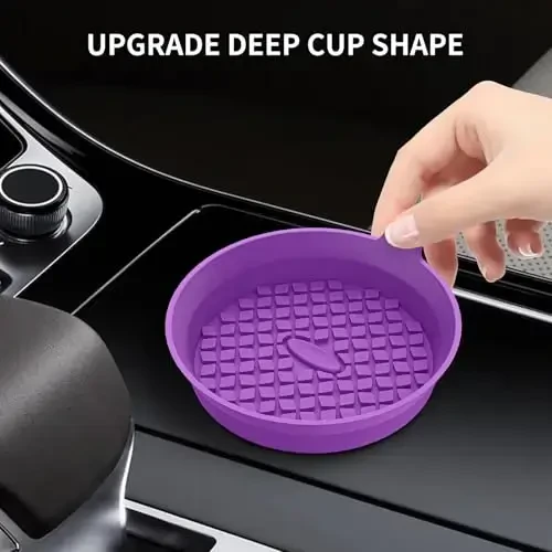 ME.FAN Car Cup Holder Coasters [4 Pack] Silicone Cups Mats, Automotive Universal Non-Slip Recessed Interior Accessories Deep Purple - 4